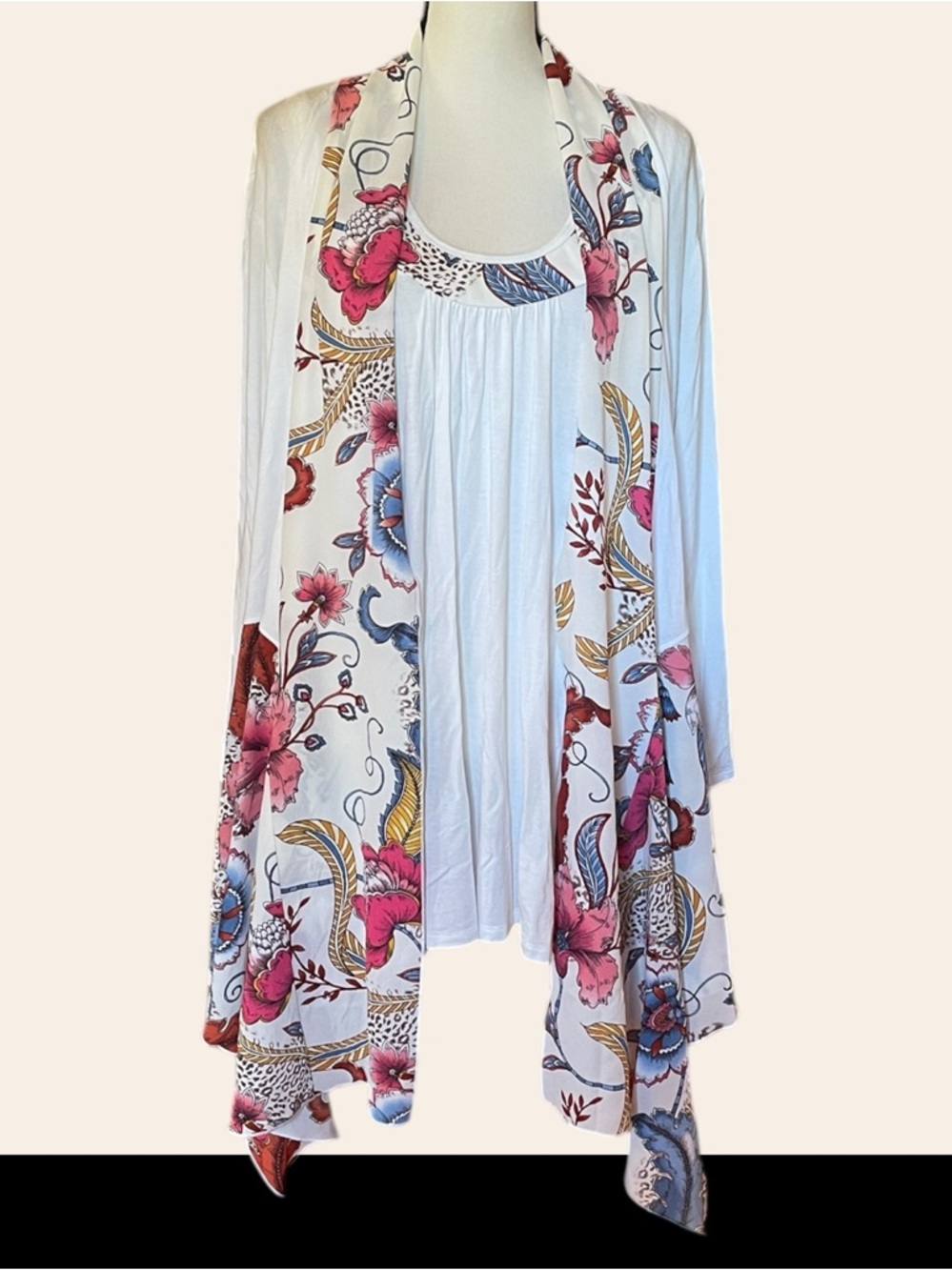 Pyramid Collection Jacobean Ivory Knit Jacket & Tunic - Picture 2 of 13